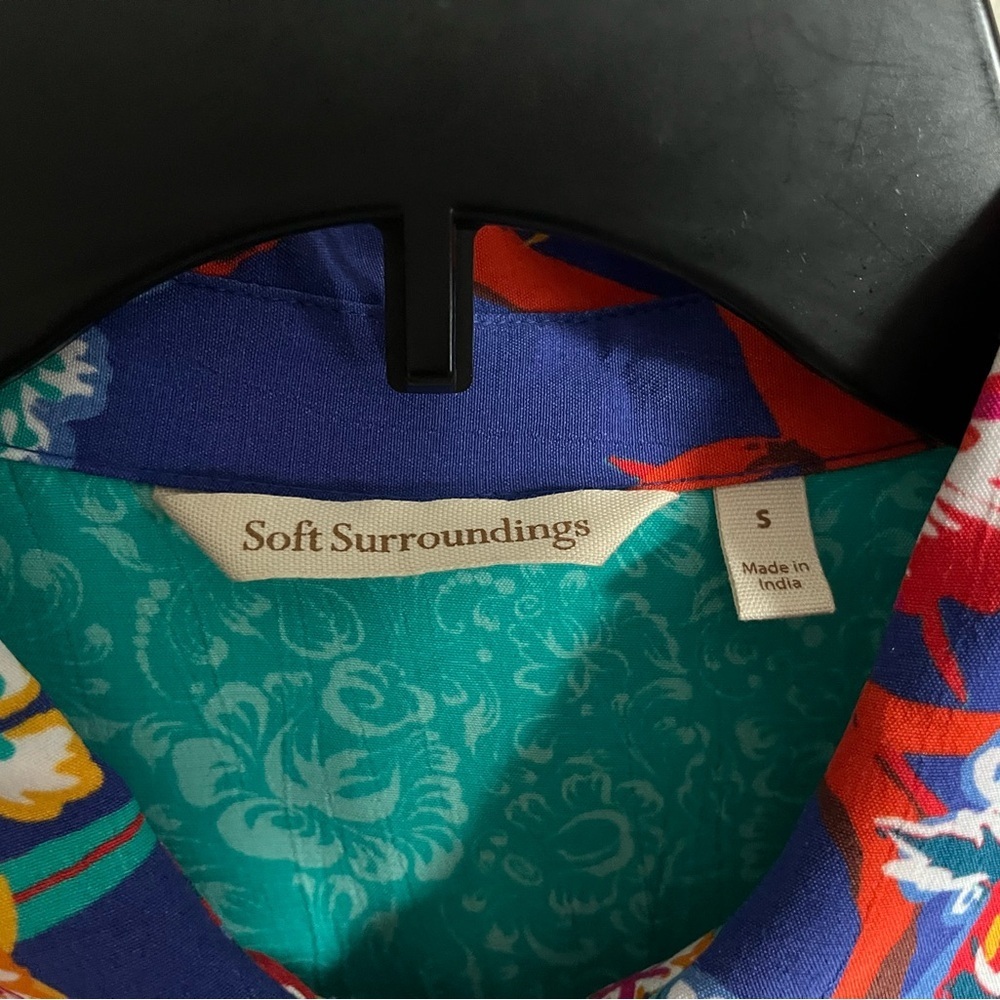 Soft Surroundings Hermosa Tunic Button Up Colorful Embroidered Floral Shirt Sz S - Picture 2 of 13